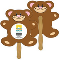 Digital Teddy Bear Fast Fan w/ Wooden Handle & 2 Sides Imprinted (1 Day)